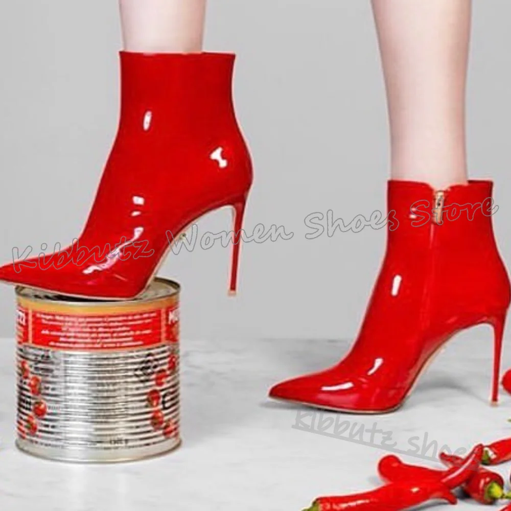 Ankle Modern Boots Leather Side Zipper Pointy Thin High Heels Fashion Luxury Elegant Concise Novelty Women Shoes New Party Show