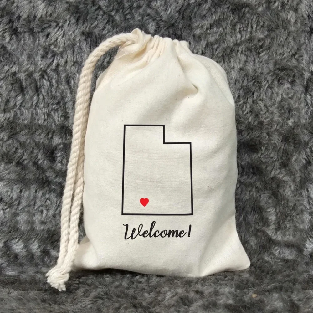 20 pcs Custom Utah Outline Bags-Destination wedding-Utah Welcome-States-State Outline Favor-Personalized Names-Wedding Welcome