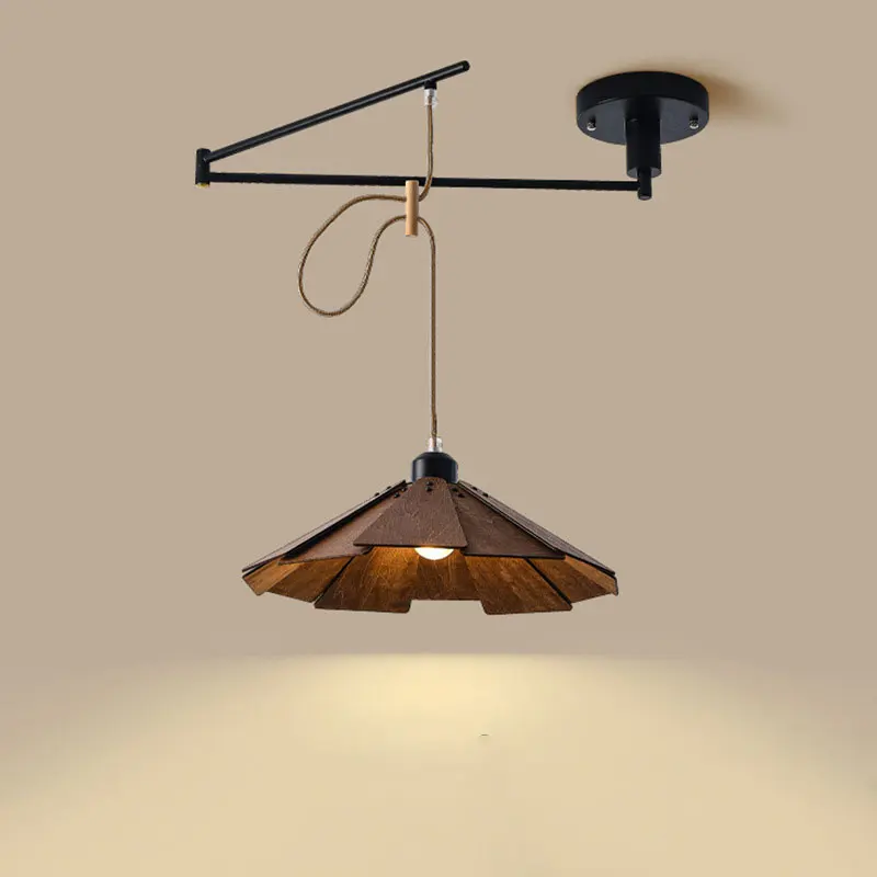 

Retro Movable Rotating Arm Pendant Light Simple Modern Personalized Bar Droplight Japanese Folding Telescopic Bedroom Light