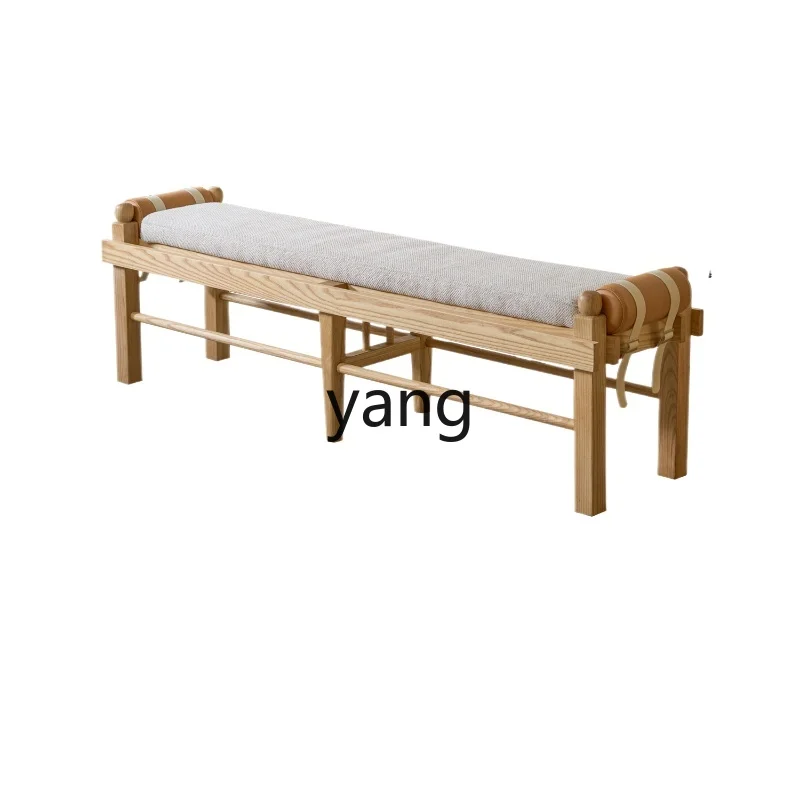 

LHSolid Wood Bed End Stool Ash Wood Living Room Soft Bag Bench Bedroom Cloakroom Fabric Shoe Changing Stool