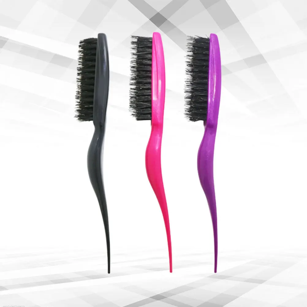 3 قطعة ثلاثة صفوف الخشن مجعد مشط خنزير الخشن فروة الرأس مدلك للشعر المتشابك وفك تشابك قبضة مريحة تدليك فرشاة صغيرة #5