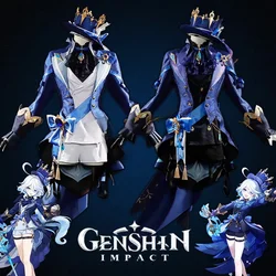 Game Genshin Impact Figures Furina Cosplay Costumes Unisex Black White Coat Shirt Pants Suit Set Unifrom Halloween Party Outfit