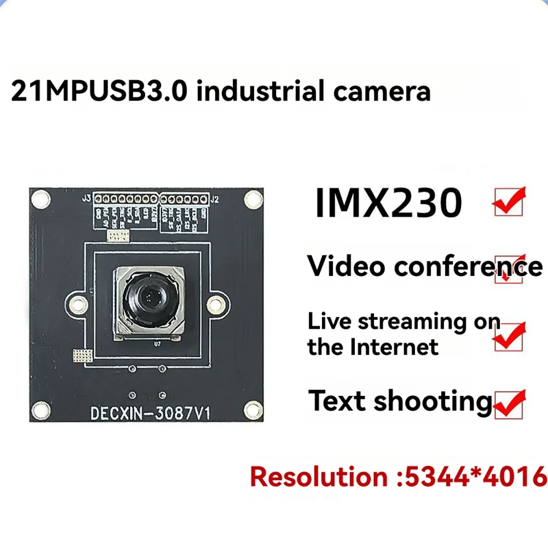 AA08-IMX230 Telecamera industriale HD 21MP 5344X4016 Modulo AF USB 3.0 con messa a fuoco automatica da 80 gradi Modulo telecamera senza driver