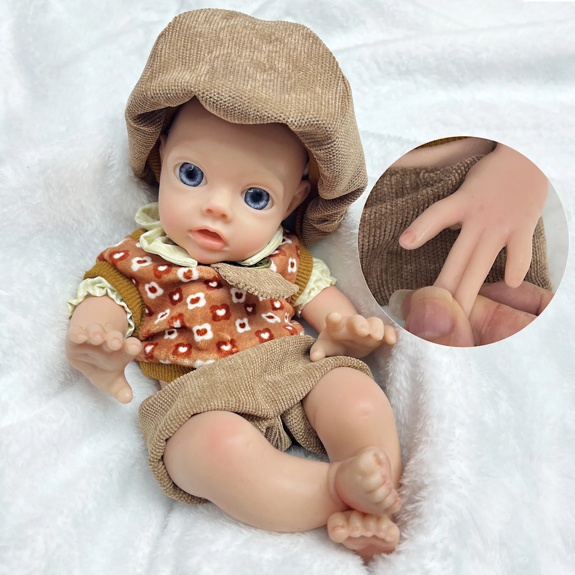 Attyi 10inch Open Eyes Baby Boy Full Body Soft Solid Silicone Reborn Baby Dolls Handmade Painted Newborn Baby Dolls