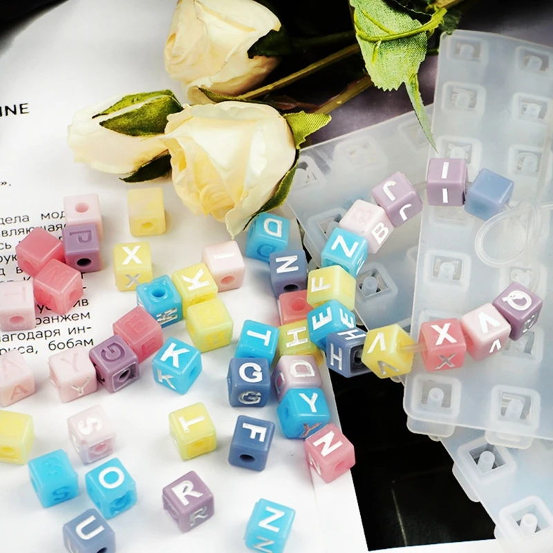 2 Pieces Silicone Mold Letter Beads Beads for Jewelry Making Bracelet