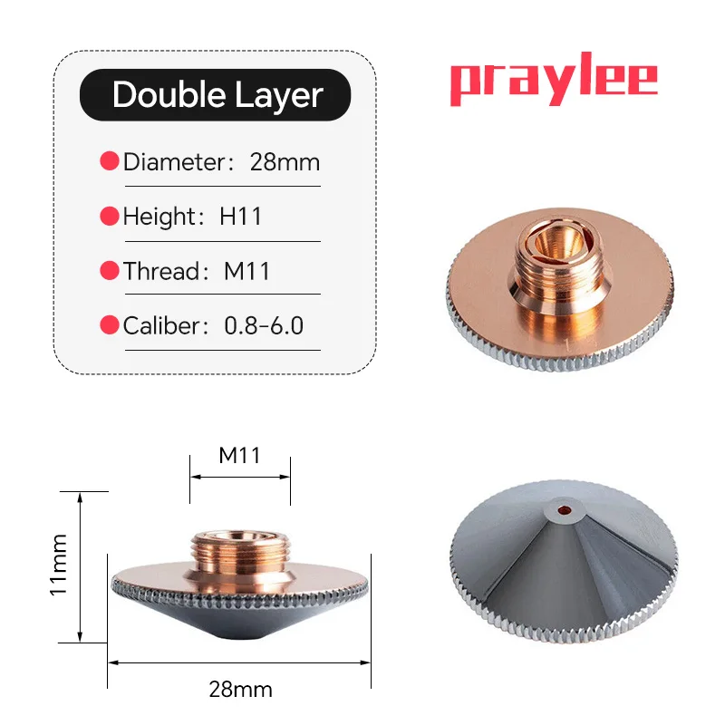 Laser Raytools Düse für Faserlaserschneidemaschine Doppel/Einzel D28 D32 1,2 mm 1,5 mm für Precitec WSX Bodor HANS Kopf – Detail 17