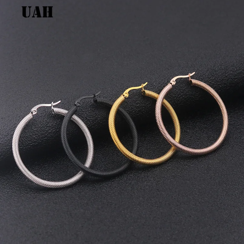 UAH Stainless Steel Circle Hoop Earrings For Women Sexy Big Round Loop Hypoallergenic Earrings Jewelry Sports Earings Gifts