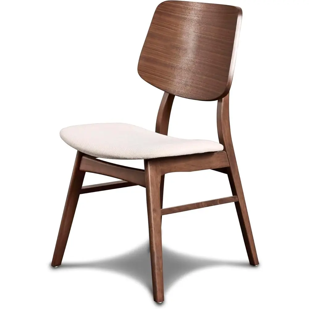 

Новый классический обеденный стул Oscar (комплект из шести штук), 100% полиэстер, натуральный бежевый цвет, отделка коричневым цветом ореха.