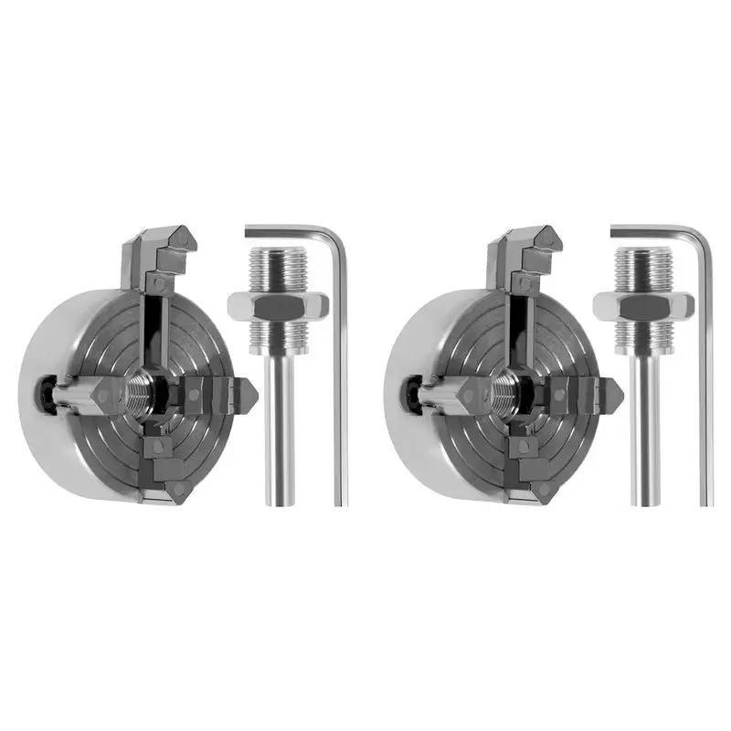 2X 4 Jaw Lathe Chuck,Zinc Alloy Lathe Chuck Set With Wrench And Connecting Rod,Sturdy