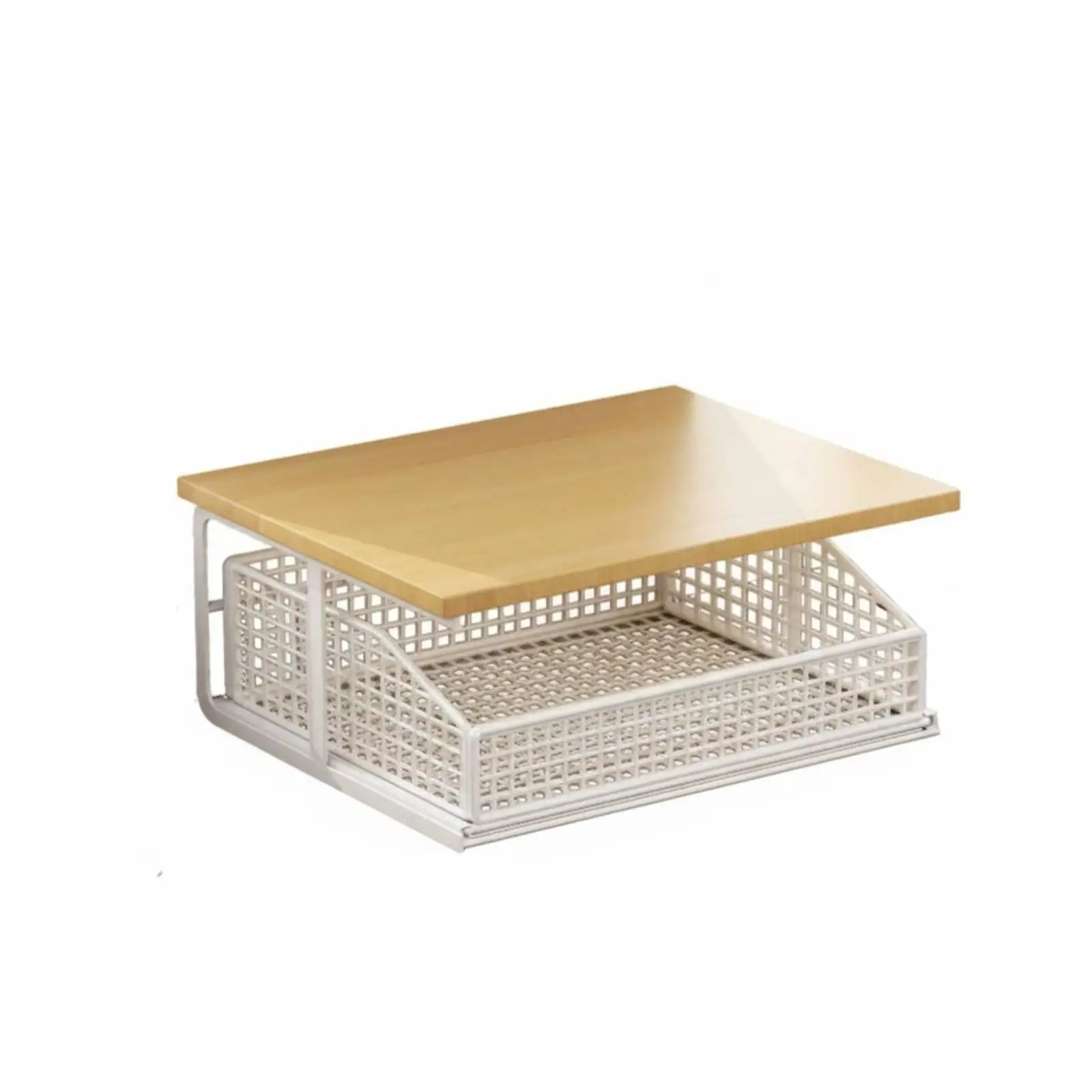 Space Saving Desktop Printer Shelf with Lower Basket Organizer for Students Home Office Modular Desk Computer Printer Cabinet