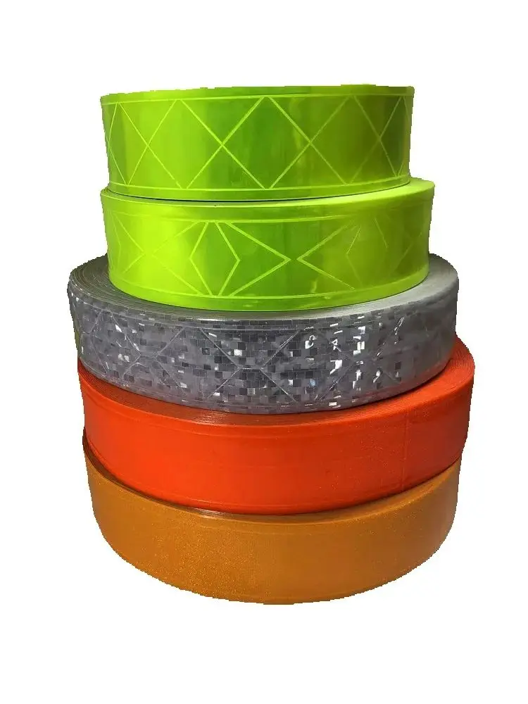 5cmx5m Microprism Fluorescent Reflector Sheeting Strip PVC Lattice Reflective Warning Tape For Roadsafety Clothing