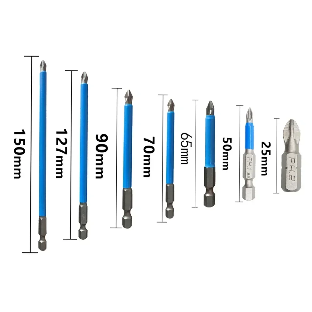 Bor listrik magnetik, peralatan selempang tangan obeng anti selip kepala PH2 25/50/65/70/90 /127/150mm untuk bor tangan Batch angin