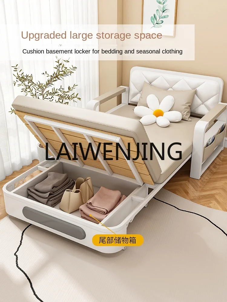 Sofa Bed Foldable Dual-Purpose Small Apartment Push-Pull Home Living Room Drawable Double Multi-Functional Telescopic Bed