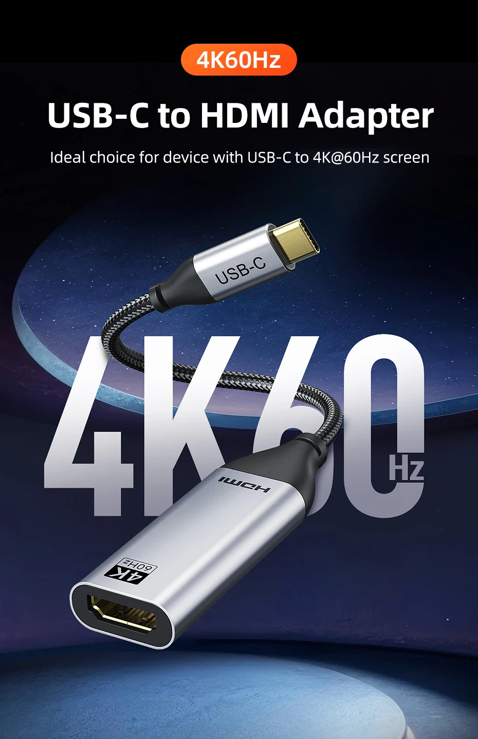 CABLETIME HDMI zu USB Typ C Adapter 4K 60Hz USB 3.1 für iPhone MacBook Pro Air iPad Samsung USB C zu HDMI Konverterkabel – Detail 1