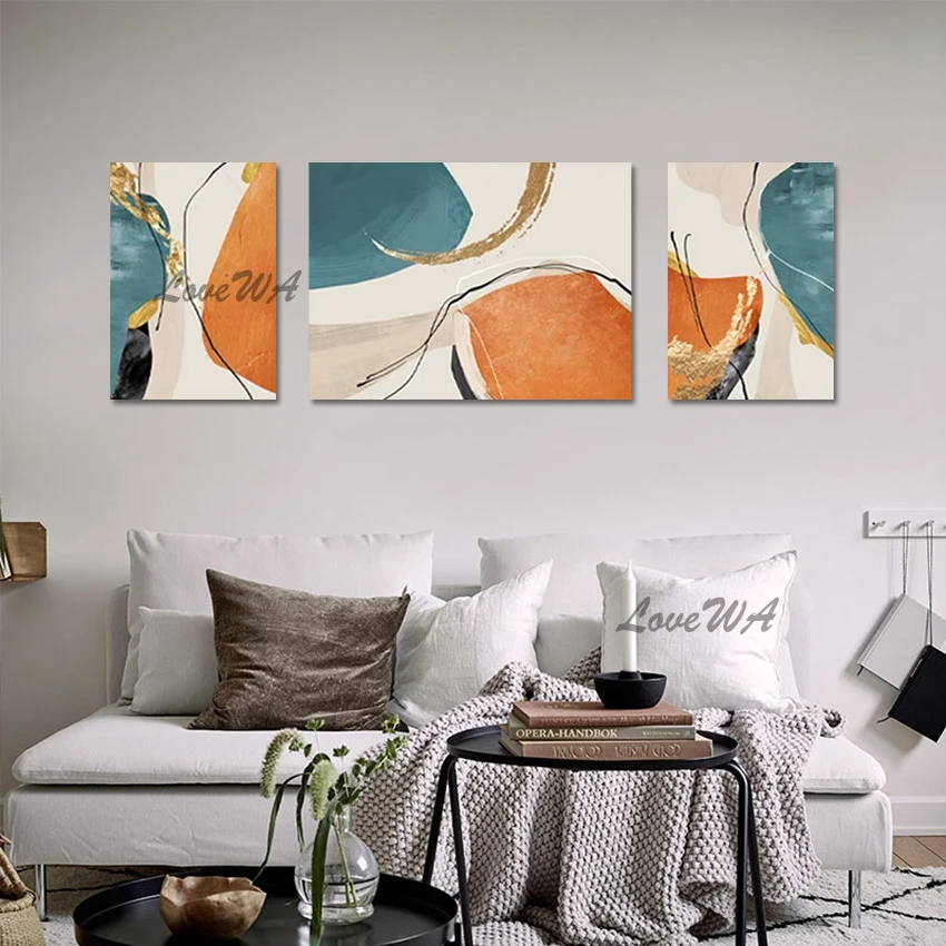 Nordic Style Wall Decor, Designer Unframed Canvas Art, Contemporary Painting, 3PCS Handmade Abstract Textured Picture Artwork