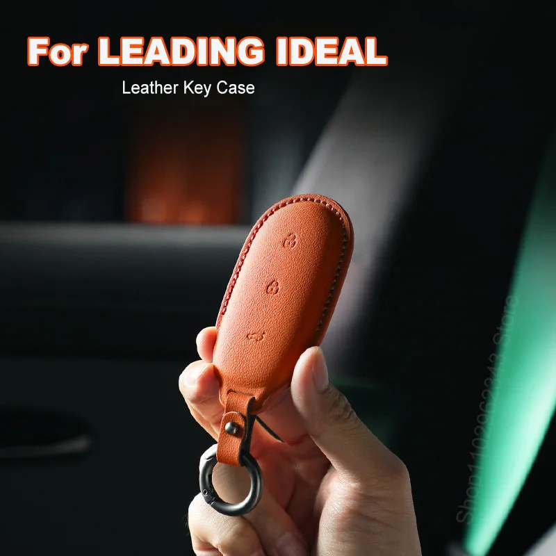 

For LEADING IDEAL L9 L8 L7 One Car Remote Control Key Case Leather Key protection Cover Keychain Keyring Accessories