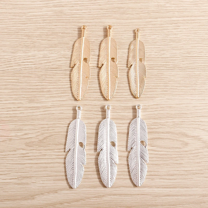 Tusember 10 Stück 15*61mm Große 2-Farbige Blatt-Feder-Anhänger für Halsketten, Ohrringe, Schlüsselanhänger, Handgemachtes Bastelzubehör – Detail 4