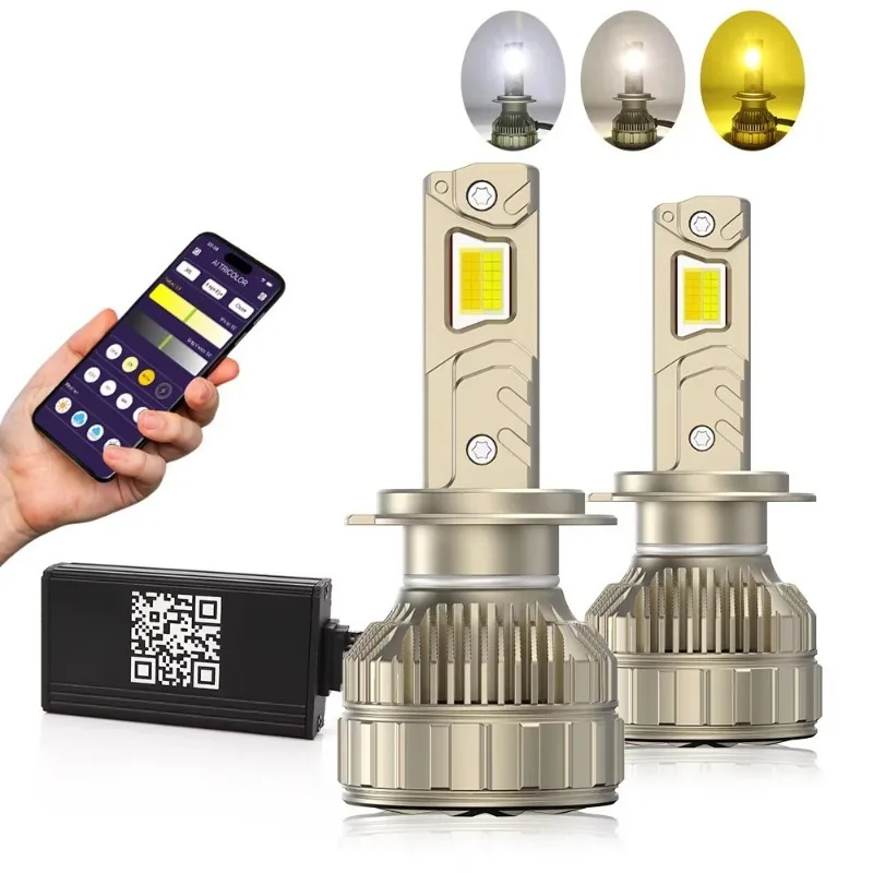 

2pcs H4 LED Headlight Bluetooth APP Control Color Tricol H7 LED H1 H11 9005 9006 HB3 HB4 Auto Bulbs LED Lights for Car Headlig