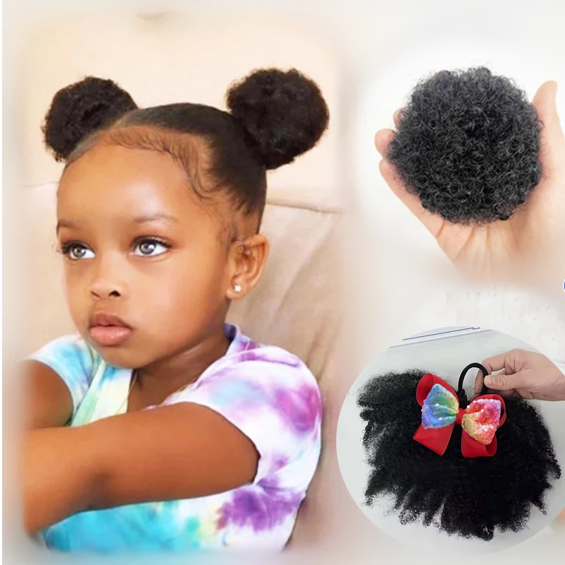 

6pcs/pack Clip and Go Afro Kinky Marley Ponytail with Elastic Band Soft Like Natural Human Hair Kids Braided Ponytail for Girl