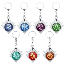 Genshin Impact Anime Keychain Vision Element God's Eye for Men Car Key Chain Glow In Dark Bag Pendant Key Ring Gift