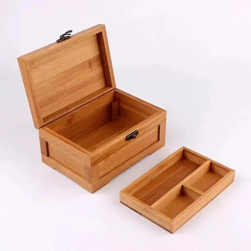 Schmuckkästchen aus Bambus, Schmuckaufbewahrungsbox aus Holz, elegante Geschenkbox für Ohrringe, Ringe, Halsketten und die tägliche Schmucksammlung. – Detail 6