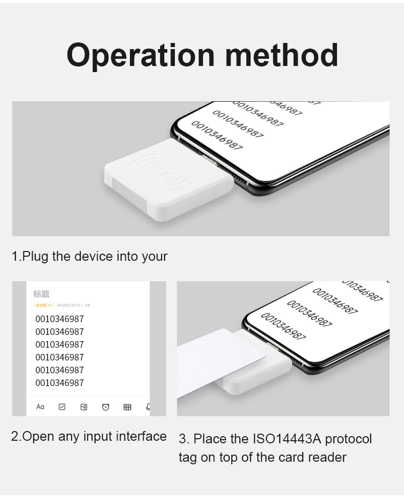 13.56mhz ISO14443A HF Tiny Size RFID OTG Android Phone USB Type-c Interface Portable Handheld IC Card Reader