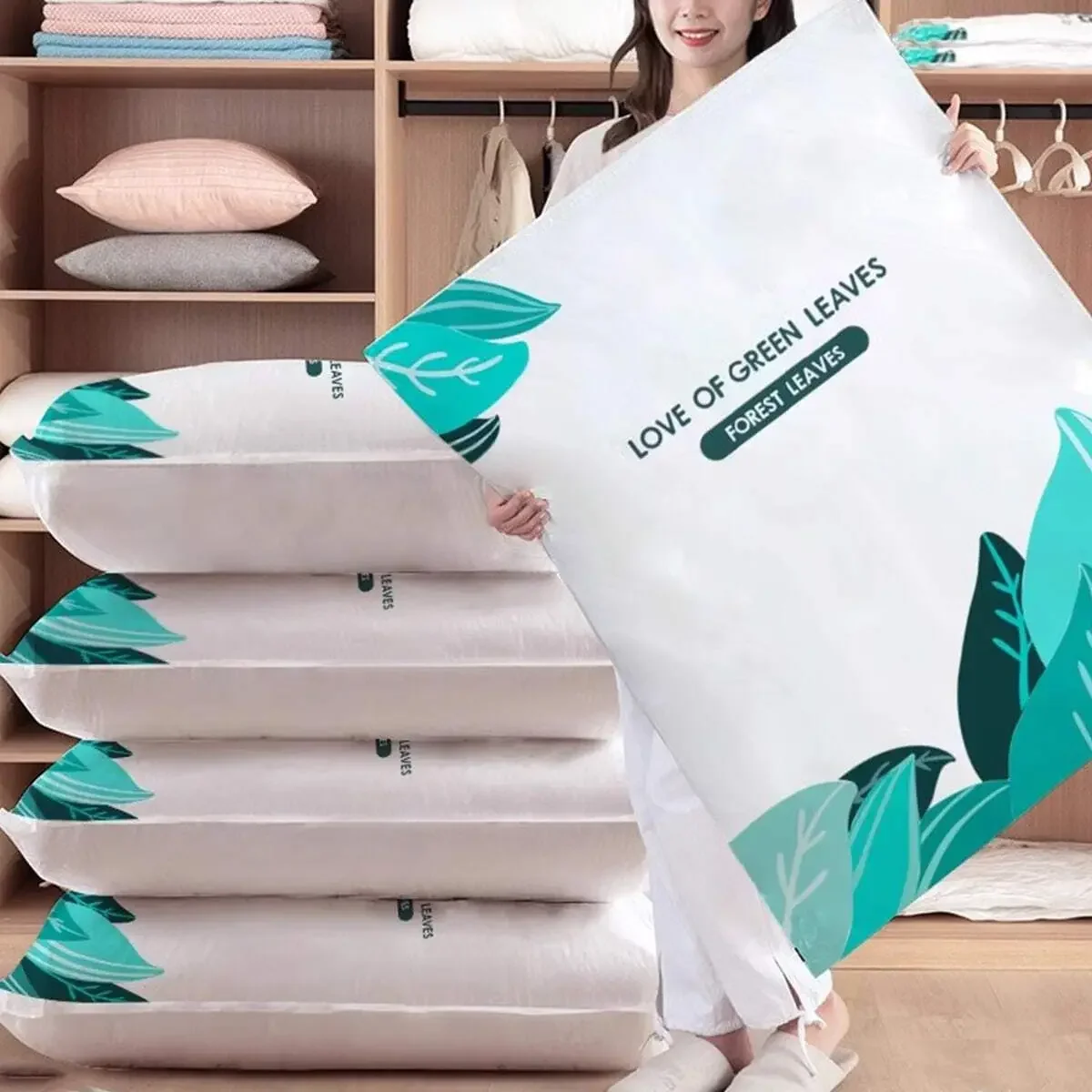 1PC-Reusable Vacuum Storage Bag Travel Clothes Blankets Comforters Compression Space Saving and Special for Hand / Electric Pump