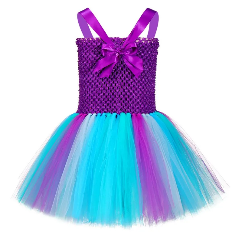 Mermaid Dress Girls Halloween Princess Party Dress Up Tulle Mesh Rainbow Tutu Skirt Fish Scale Sequin Outfits