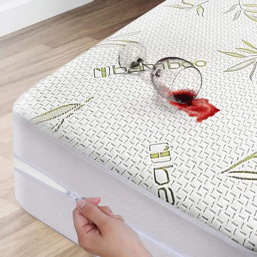 

Mattress Protector with Zipper 100 Waterproof King Size Cooling Mattress Cover Ultra Soft Jacquard Fabric Breathable Noiseless M