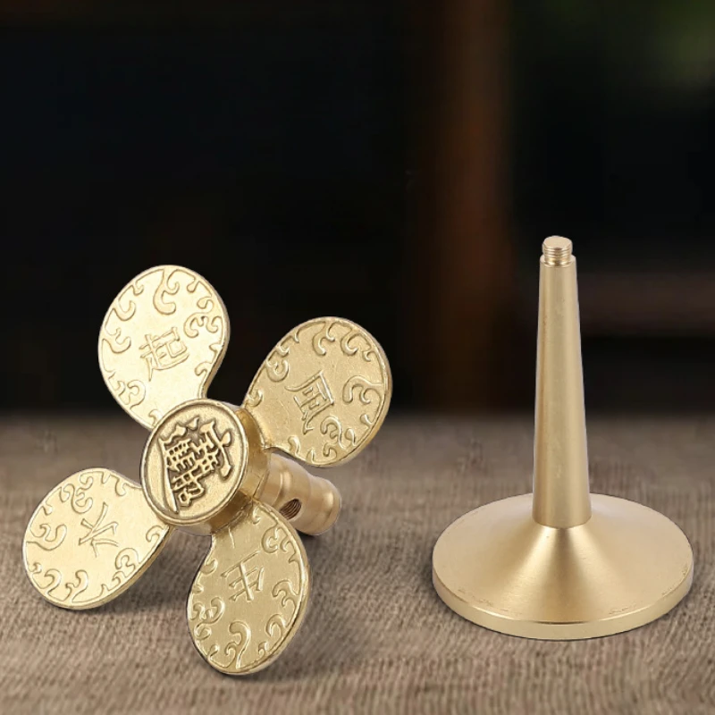Copper Windmill Office Desk Gadgets Fidget Roller Spinner Stress Relief Toy Metal Gyro Rotating Spinning Top Tip Antistresse