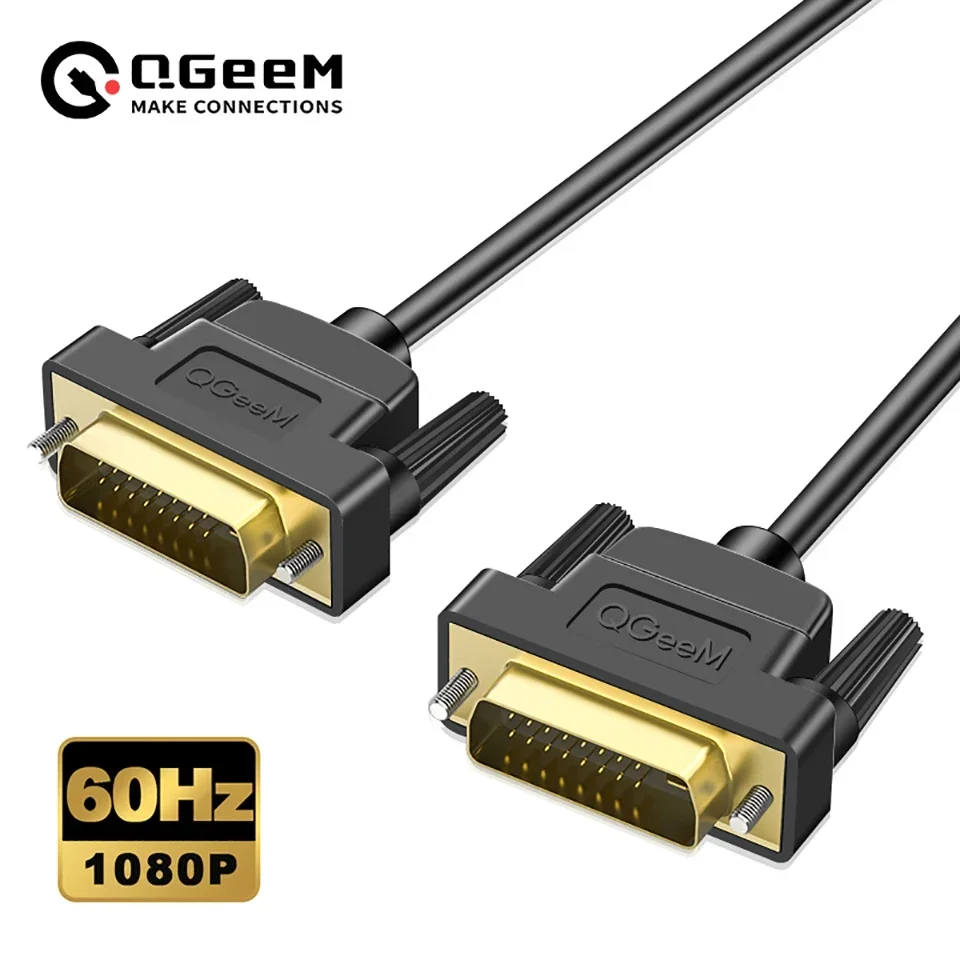 QGeeM DVI to DVI Cable 2K DVI Adapter for Xiaomi TV Box Dual Link Male to Male Digital Video Cables DVI Splitter DVI-D 24+1
