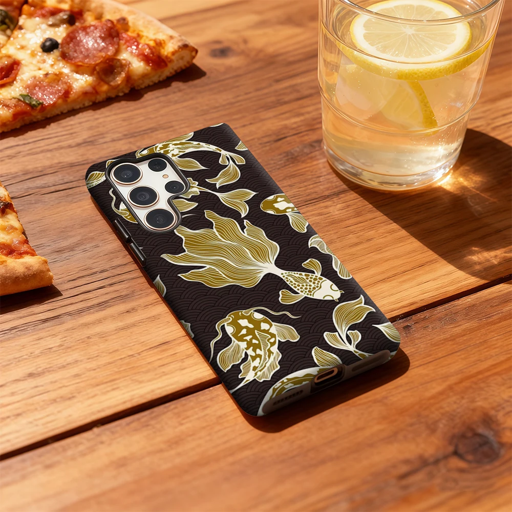 حافظة هاتف ذهبية كوي لهاتف سامسونج جالاكسي S25 الترا S24 S23 الترا بلس غطاء خلفي مزدوج الطبقة مقاوم للصدمات