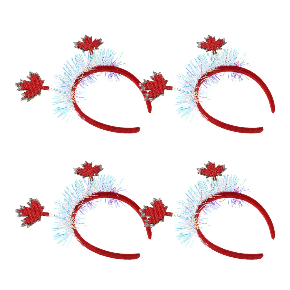 

Набор из 4 праздничных повязок на голову с кленовыми листьями и переливающимся глиттером для осеннего декора, костюмированных вечеринок и праздников