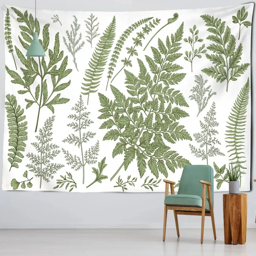 VIKAMA Nature Plant Tapestry Floral Fern Leaf Print Wall Hanging Boho Aesthetic Room Decor