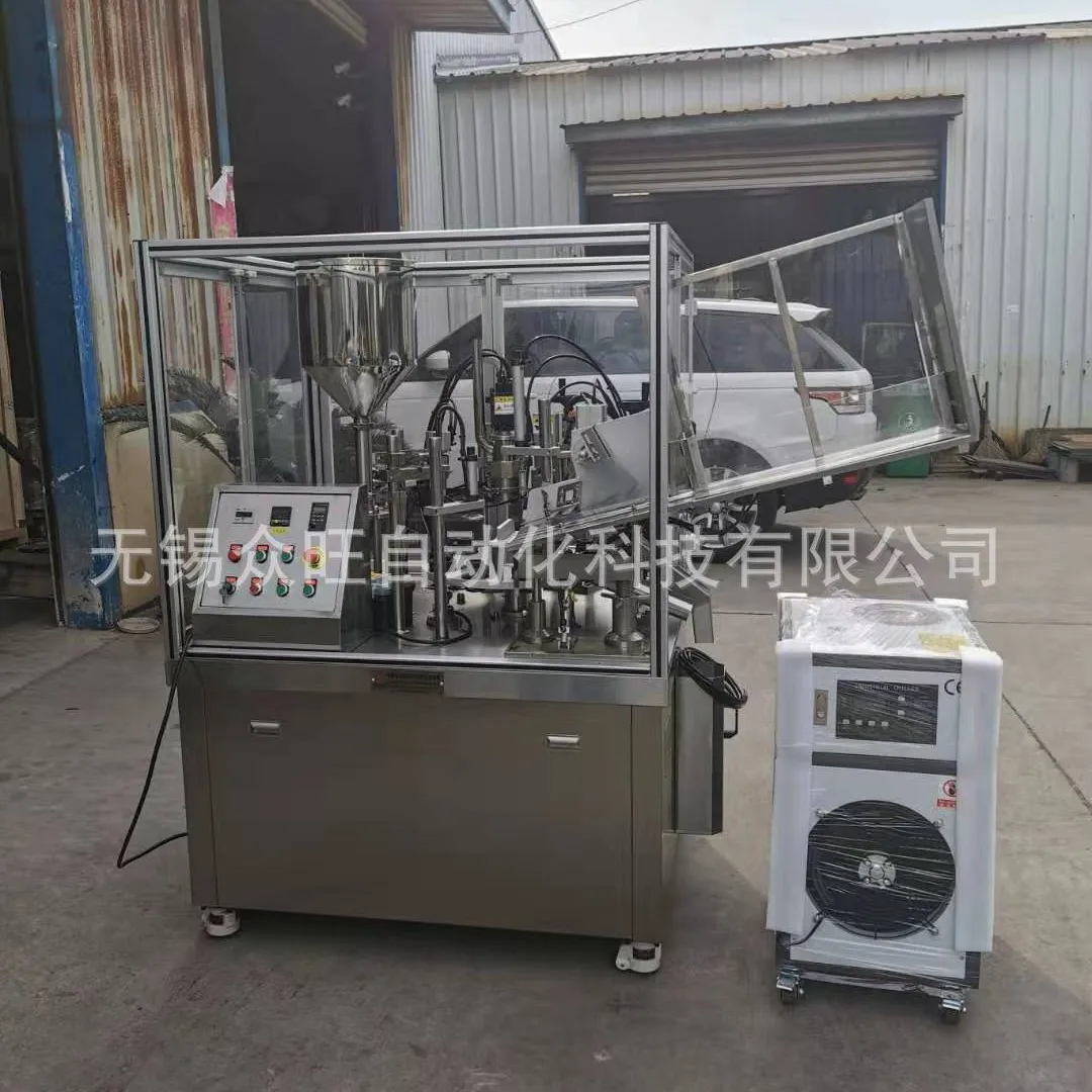 Automatic filling and sealing machine, automatic tube loading and automatic sealing, toothpaste tube filling and sealing,