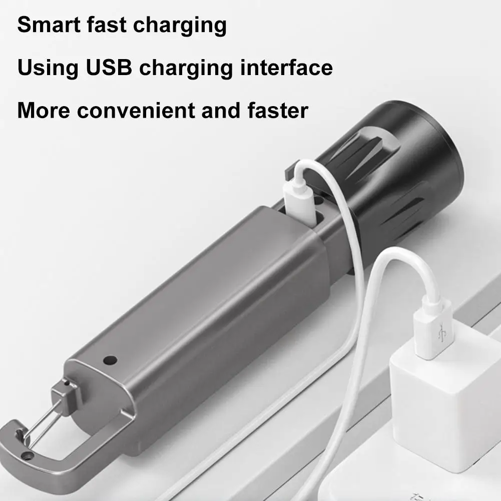 Mini LED Flashlight Torch Light With Hook Camping Light USB Rechargeable Zoomable Outdoor Super Bright Waterproof Flashlight