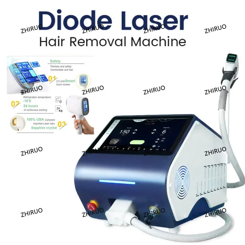 Professional New Three Waves 808nm/755nm/ 1064nm Ice Cool Epilator Diode Lase Hair Remover 1200w Dual Screen Operation