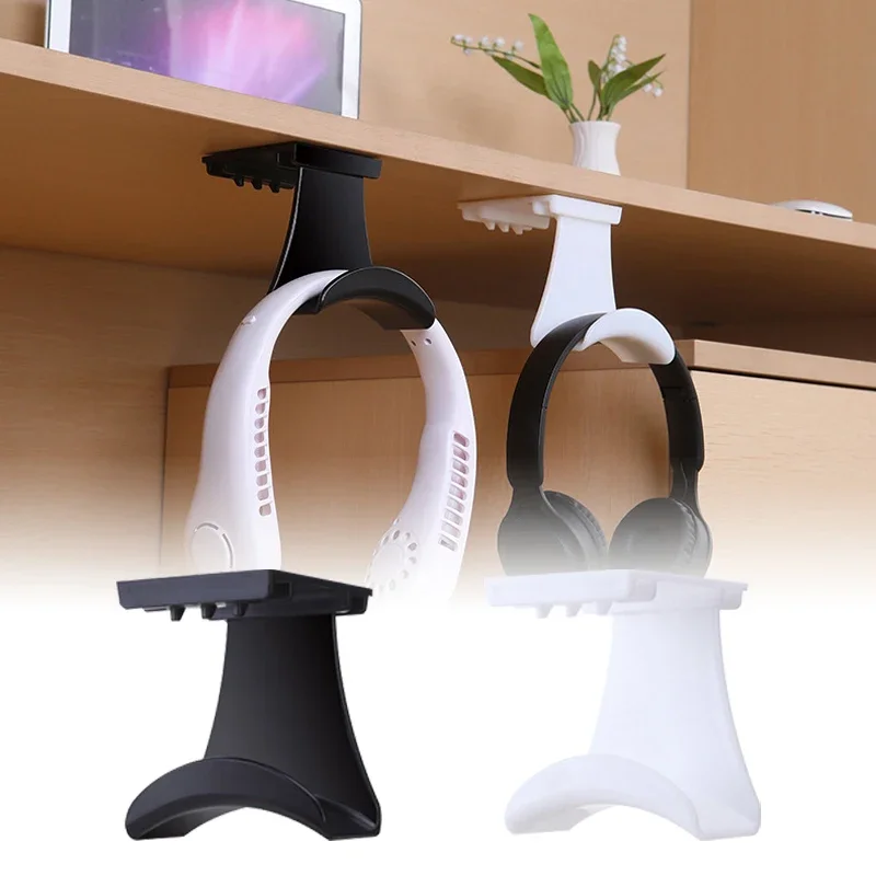 Wall Mount Headphone Stand Adhensive Plastic Hanger Under Desk Headset Rack Anti-slip Support Holder For Gaming Earphone Bracket