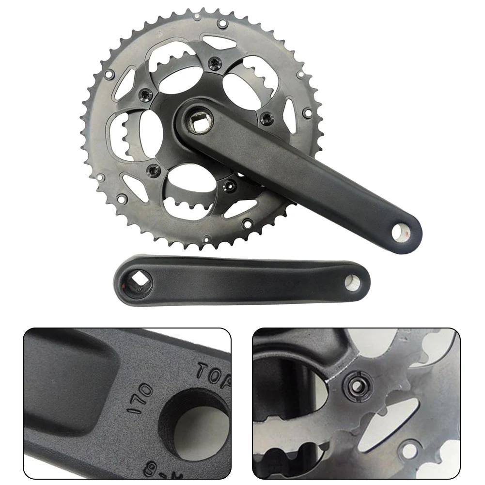 Double Chainwheel Set 34/50T Square Taper Crankset Aluminum Alloy For 9 10 11 Speed Bike Folding Bike E-bike Components Parts
