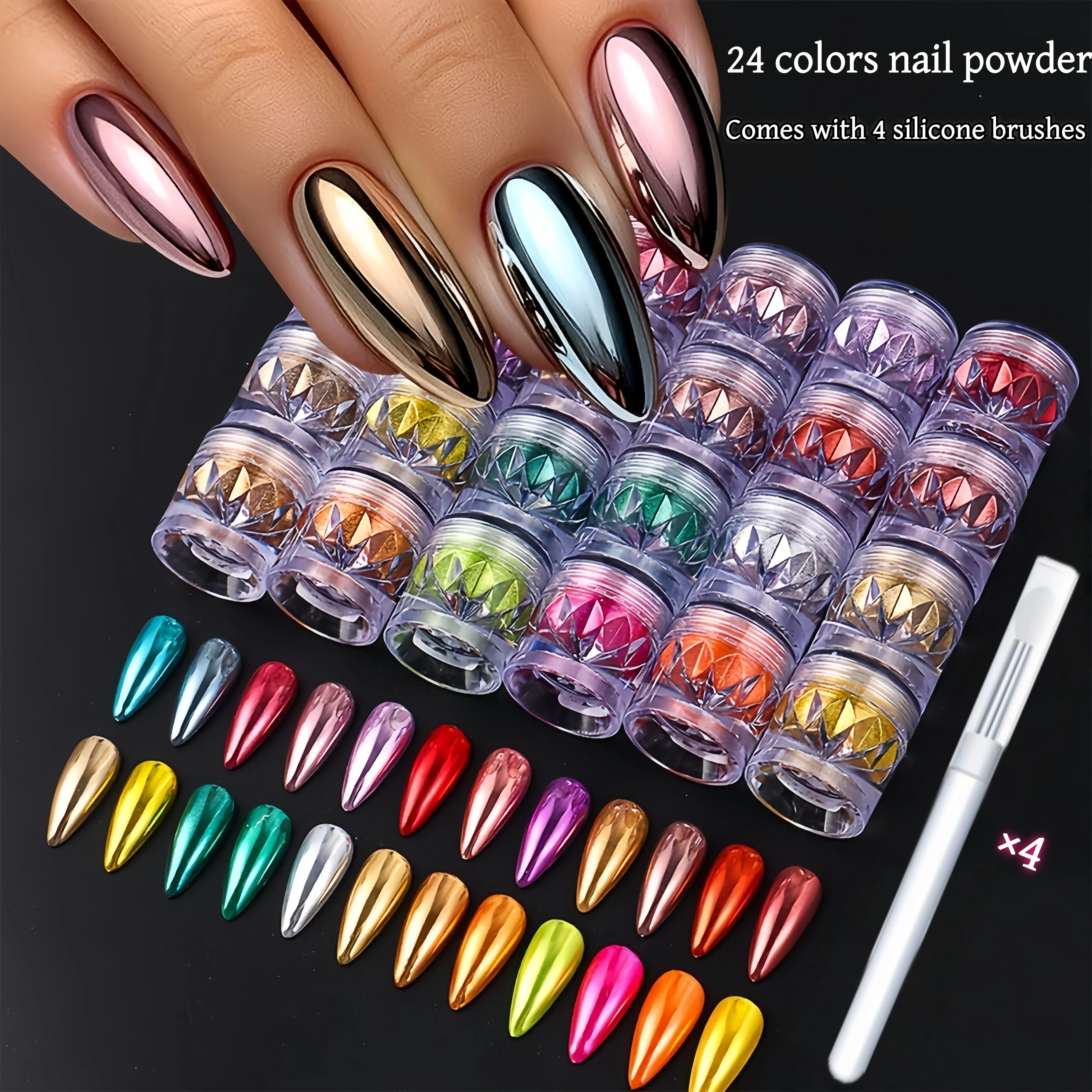 Metallic Chrome Mirror Fluorescent Nail Powder, Multi-Functional Nail Flakes for Art Decoration, High-Quality Nail Supply Access