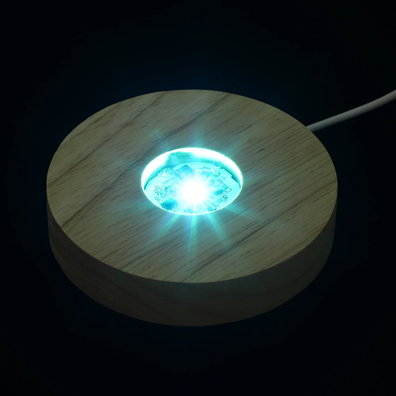 Base per illuminazione in cristallo a LED Base per illuminazione Supporto per sfera di cristallo Espositore rotondo Portalampada decorativo in materiale di legno durevole