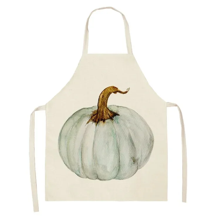 Orange pumpkin pattern cleaning art apron home kitchen cooking apron chef linen adult men\'s sleeveless bib 68x55cm