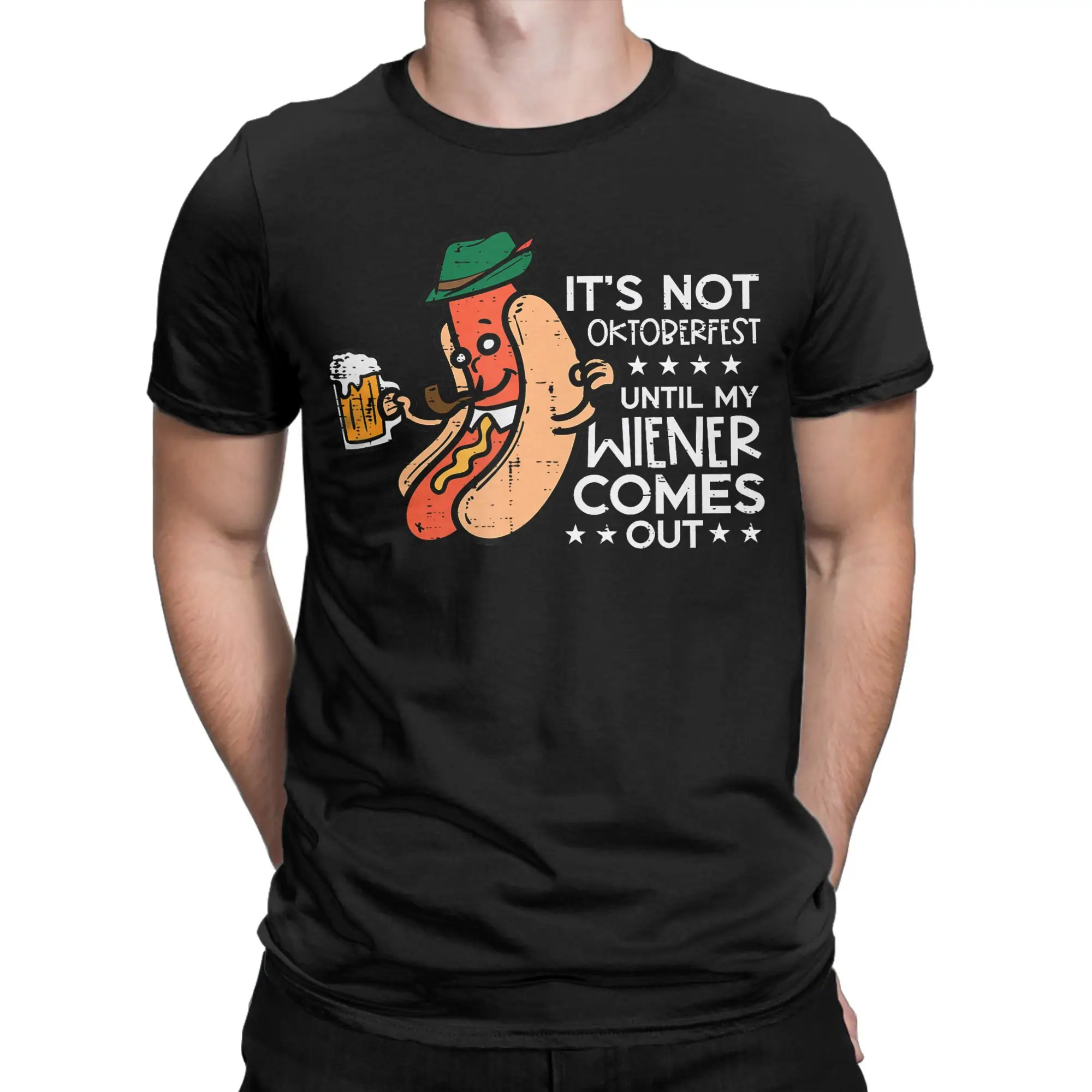 It's Not Oktoberfest Until My Wiener Comes Out T Shirt For Men Summer  Y2K Fun T Shirts O-Neck Hippie Tees Oversized Loose Tops