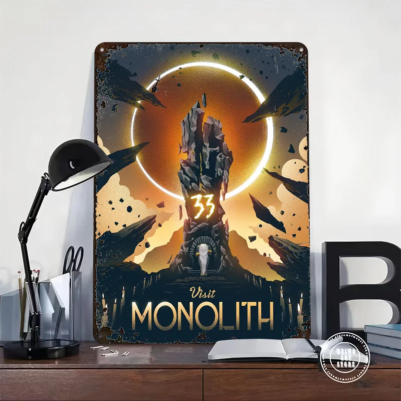 The Sunlit Monolith Poster Customized Vintage Metal Signs Wall Art Retro Tin Plaque for Decor Room Decoration Cozy House Home
