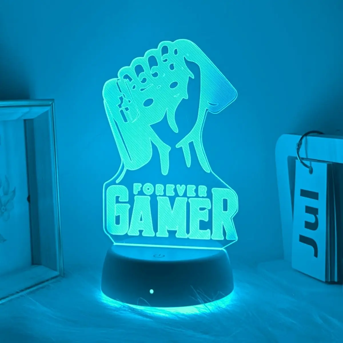 USB 3D Night Light Game Fist Atmosphere Light Color Touch Change Night Light Room Decoration Desk Lamp