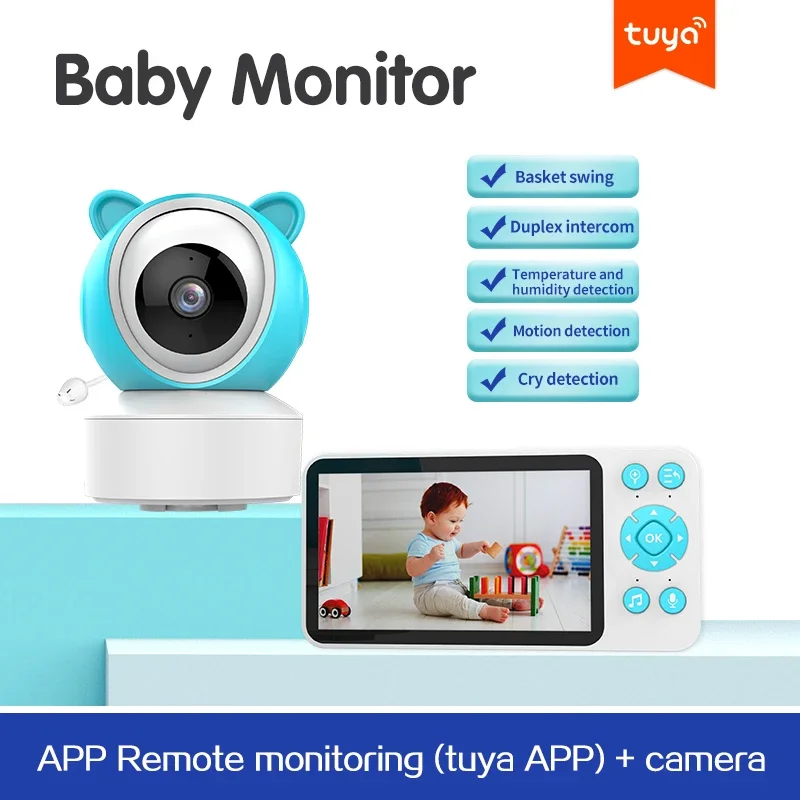 Tuya Smart 2.4G WiFi Baby Monitor Camera 1080P Babyphone Camera FHD Night Vision PTZ Lullaby Temperature Cry Sound Detection