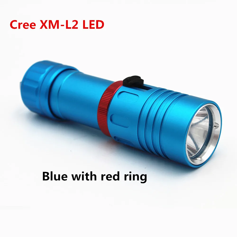 Lampe de poche de plongée sous-marine à XM-L2 LED, torche étanche à intensité réglable en continu, pour le Camping, 100 lm, M