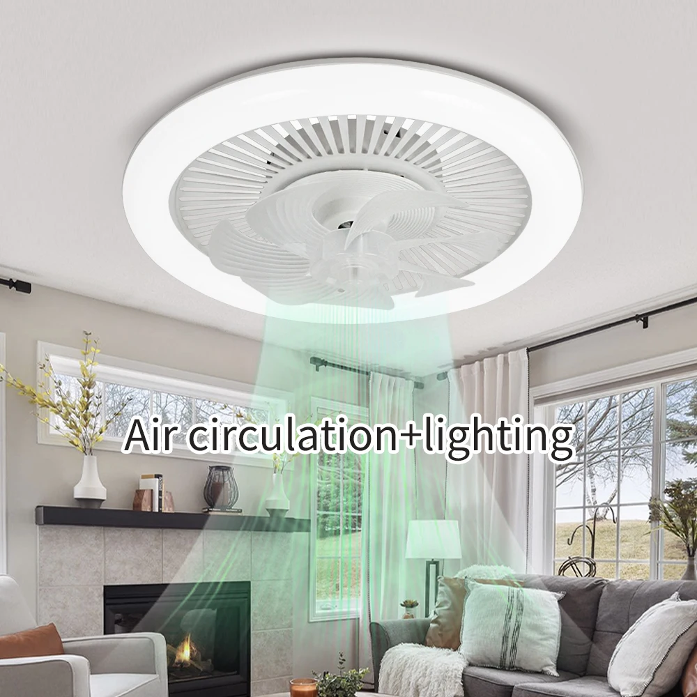 

Потолочный вентилятор 48 см, светодиодный потолочный светильник, бесшумный двигатель постоянного тока, 6 скоростей, 3 цвета, потолочные светильники для столовой, спальни и гостиной