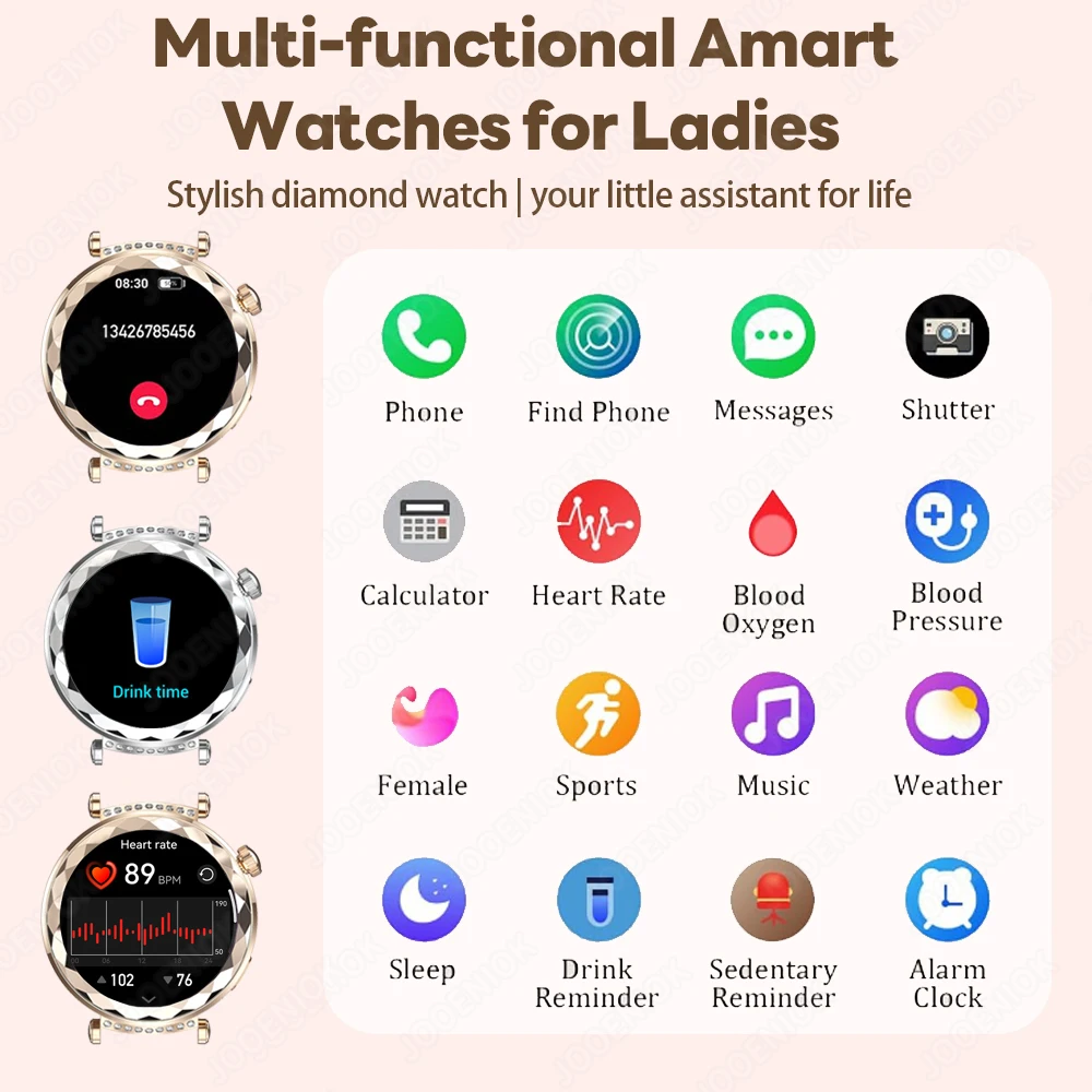 스마트 워치 여성 선물 AMOLED HD 스크린 심박수 스포츠 피트니스 방수 커스텀 다이얼 BT 통화 스마트워치, 샤오미 2025 신제품