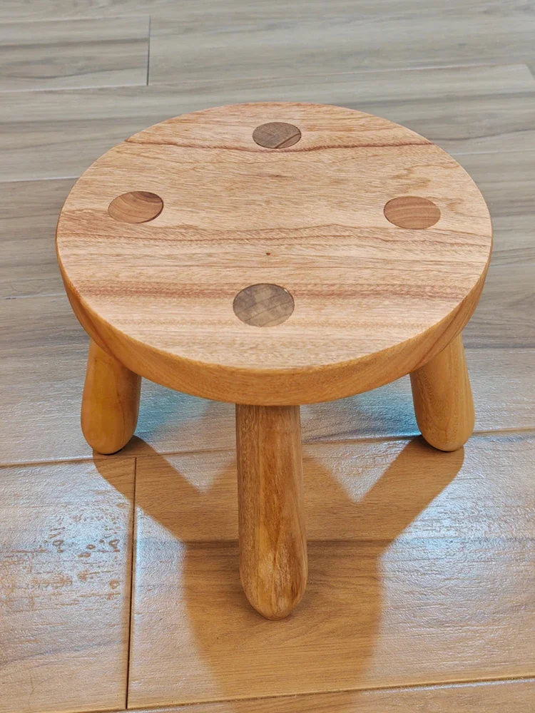 

Solid wood small stool for home use, living room old-fashioned shoe change round home living room